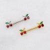 CZ CHERRY 316L SURGICAL STEEL NIPPLE RING CZ CHERRY 316L SURGICAL STEEL NIPPLE RING
